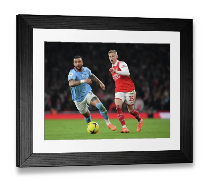 Framed Print : Clash of Titans: Zinchenko vs Walker - Arsenal vs Manchester City Showdown at Emirates Stadium