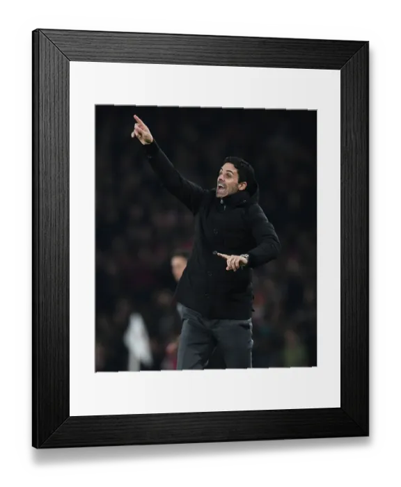 Framed Print : Mikel Arteta's Battle at the Emirates: Arsenal vs. Manchester City, 2023