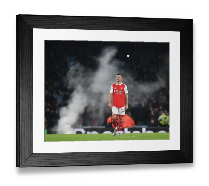 Framed Print : Granit Xhaka: Arsenal's Midfield Mastermind Shines Against Manchester City, Premier League 2022-23