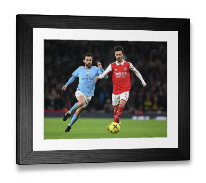 Framed Print : Arsenal vs Manchester City: Fabio Vieira vs Ilkay Gundogan Battle at Emirates Stadium, Premier League 2022-23