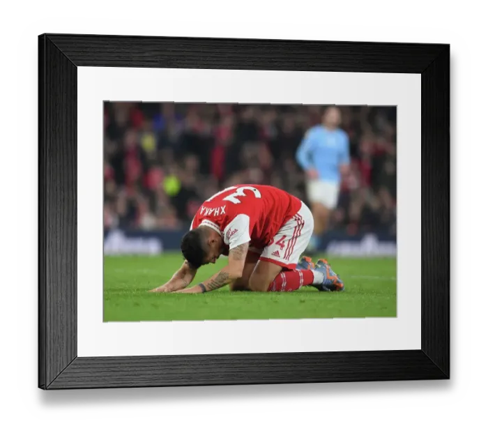 Framed Print : Granit Xhaka: Arsenal's Midfield Maestro Outshines Manchester City in Premier League Showdown, 2022-23