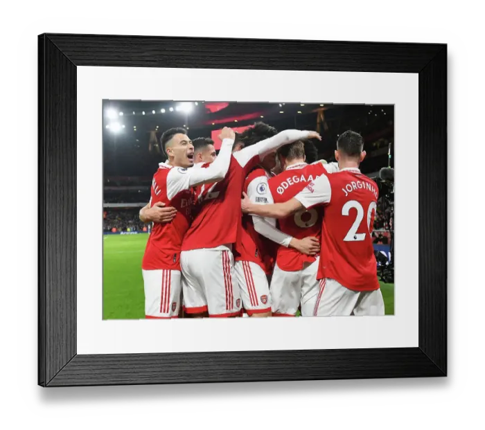Framed Print : Triumphant Threesome: Martinelli, Odegaard, Jorginho Celebrate Goal Against Manchester City (2022-23) Framed Print : Triumphant Threesome: Martinelli, Odegaard, Jorginho Celebrate Goal Against Manchester City (2022-23)