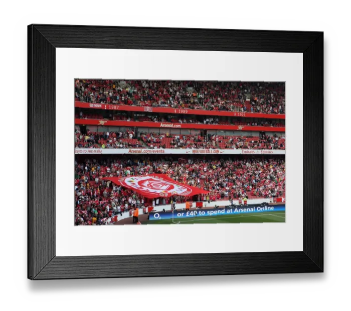 Framed Print : Arsenal fans with their banner before the match. Arsenal 0: 0 Manchester City Framed Print : Arsenal fans with their banner before the match. Arsenal 0: 0 Manchester City
