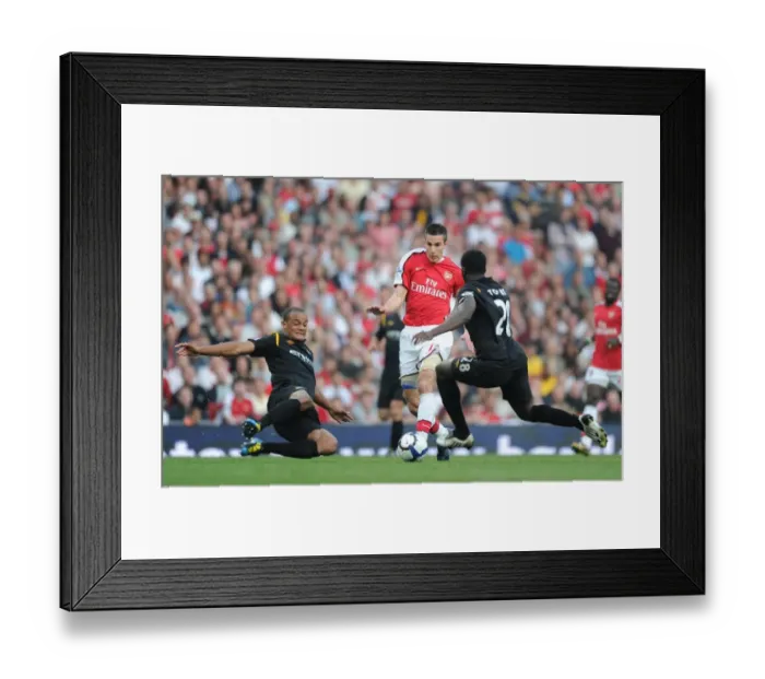 Framed Print : Robin van Persie (Arsenal) Kolo Toure and Vincent Kompany (Man City). Arsenal 0