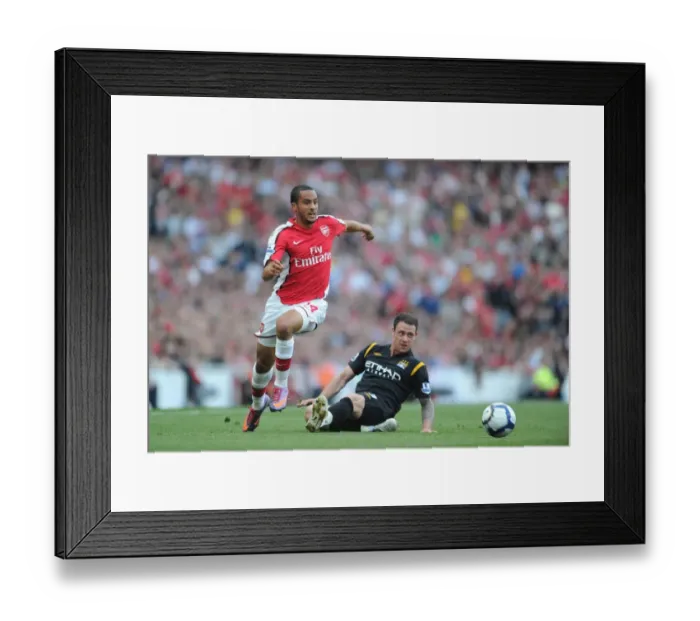 Framed Print : The Battle of the Wings: Walcott vs. Bridge in the Scoreless Arsenal-Man City Clash, FA Barclays Premier League, Emirates Stadium, 2010