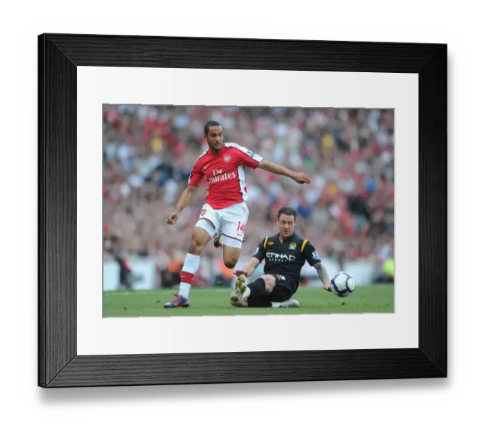 Framed Print : The Battle of the Wings: Walcott vs. Bridge - A Scoreless Stalemate in the Arsenal-Manchester City Clash, FA Premier League, 2010
