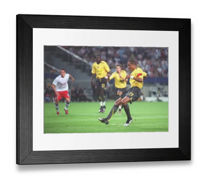 Framed Print : Gilberto shoots past substitute goalkeeper Stefan Wachter to score the 1st Arsenal goal Framed Print : Gilberto shoots past substitute goalkeeper Stefan Wachter to score the 1st Arsenal goal