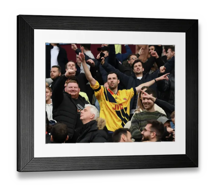 Framed Print : Arsenal Fans Euphoria: Victory Celebration vs. Aston Villa in Premier League