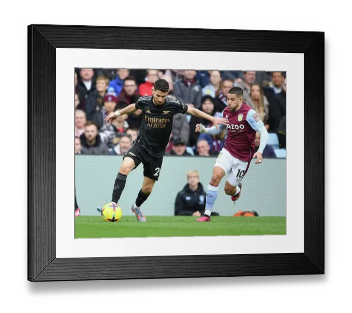 Framed Print : Jorginho vs Buendia: A Premier League Battle at Villa Park - Arsenal vs Aston Villa, February 2023 Framed Print : Jorginho vs Buendia: A Premier League Battle at Villa Park - Arsenal vs Aston Villa, February 2023