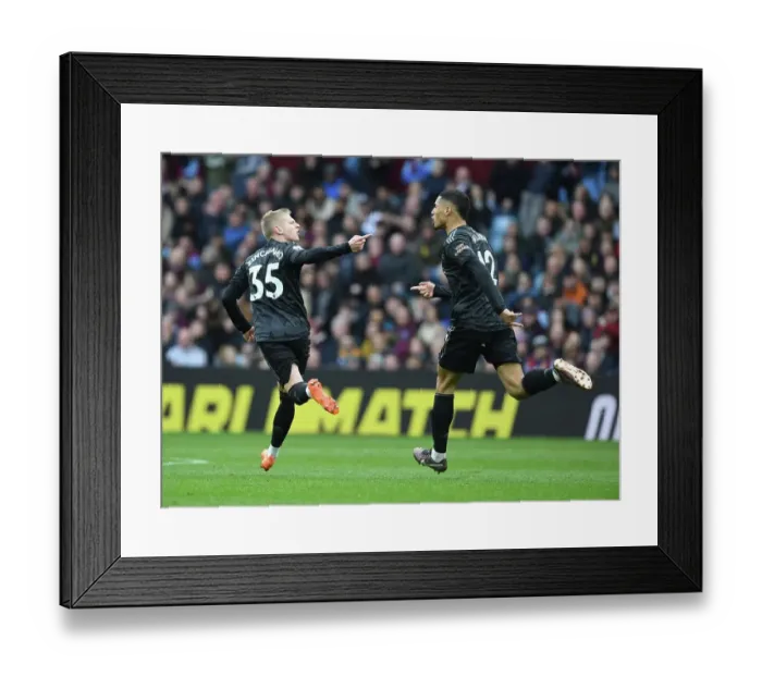 Framed Print : Arsenal's Zinchenko and Saliba: Celebrating a Goal Against Aston Villa (2022-23)