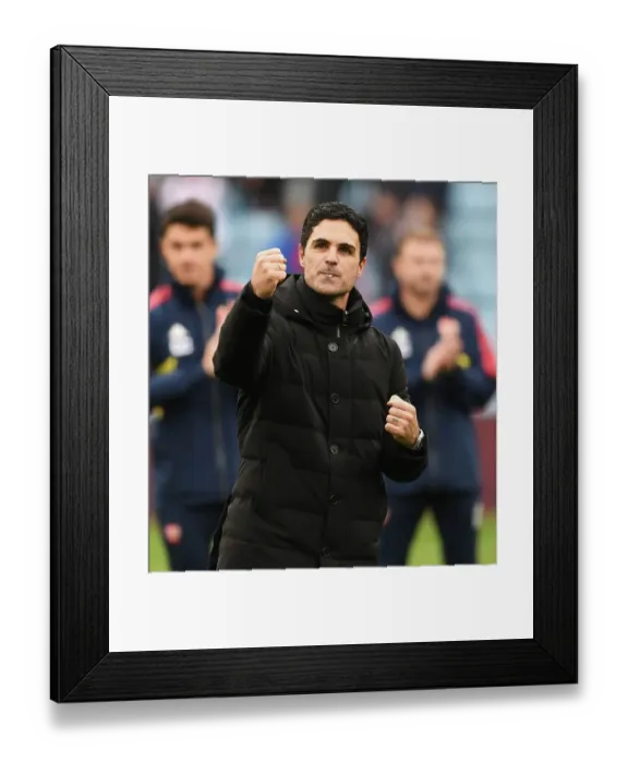 Framed Print : Mikel Arteta and Arsenal Fans Celebrate Victory: Aston Villa vs Arsenal FC, Premier League 2022-23