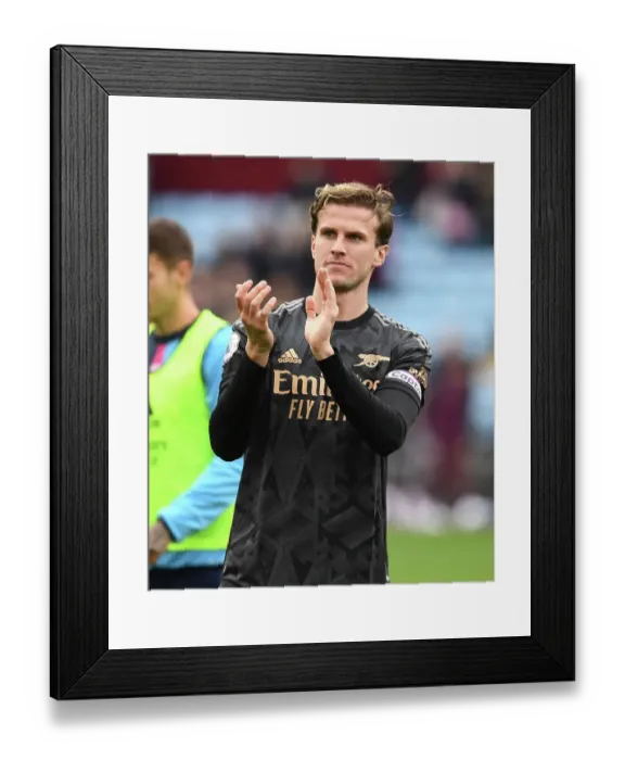 Framed Print : Arsenal's Rob Holding Celebrates with Fans: Aston Villa Victory, Premier League 2022-23
