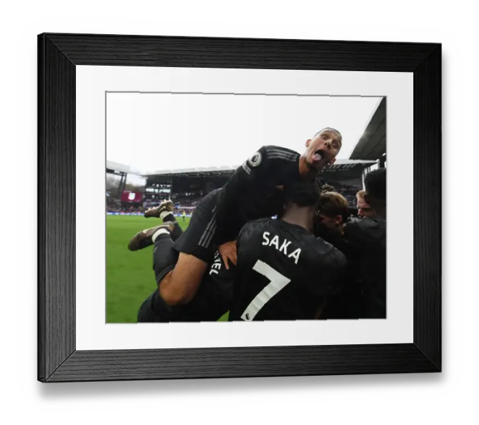 Framed Print : Saliba's Fortune: Arsenal's Third Goal - Own Goal by Martinez