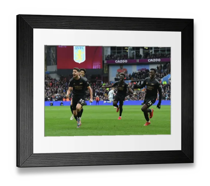 Framed Print : Arsenal's Unintended Triumph: Celebrating Martinez's Own Goal vs. Aston Villa Framed Print : Arsenal's Unintended Triumph: Celebrating Martinez's Own Goal vs. Aston Villa