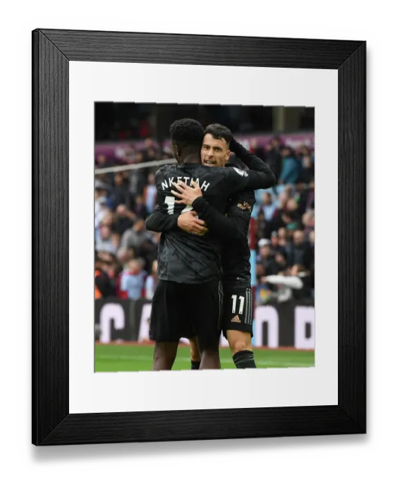 Framed Print : Arsenal's Unstoppable Duo: Martinelli and Nketiah Celebrate Four-Goal Lead Against Aston Villa (2022-23) Framed Print : Arsenal's Unstoppable Duo: Martinelli and Nketiah Celebrate Four-Goal Lead Against Aston Villa (2022-23)
