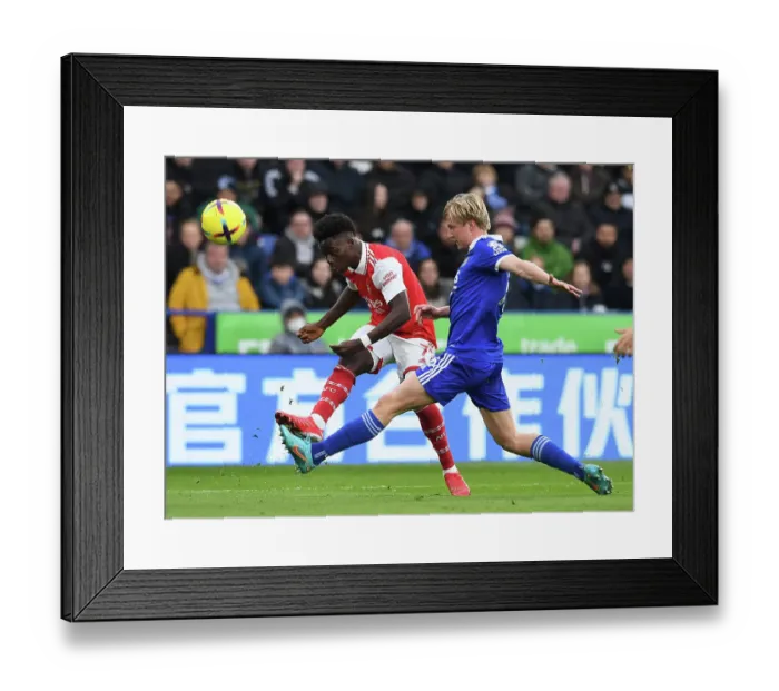 Framed Print : Bukayo Saka Tackled by Victor Kristiansen: Leicester City vs. Arsenal FC, Premier League 2022-23 Framed Print : Bukayo Saka Tackled by Victor Kristiansen: Leicester City vs. Arsenal FC, Premier League 2022-23