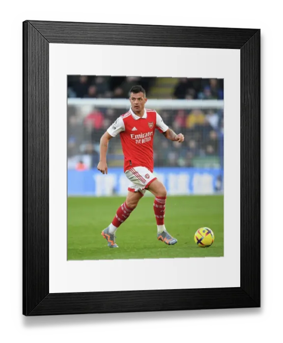 Framed Print : Granit Xhaka in Action: Leicester City vs Arsenal, Premier League 2022-23