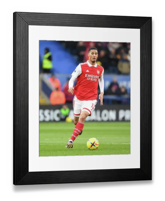 Framed Print : William Saliba in Action: Leicester City vs. Arsenal, Premier League 2022-23 Framed Print : William Saliba in Action: Leicester City vs. Arsenal, Premier League 2022-23