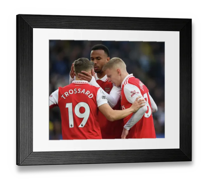 Framed Print : Arsenal Celebrates Goal Against Leicester City in Premier League Clash