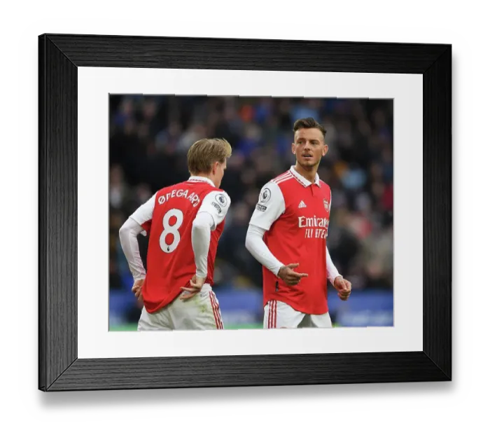 Framed Print : Arsenal's Martin Odegaard and Ben White in Action against Leicester City - Premier League 2022-23
