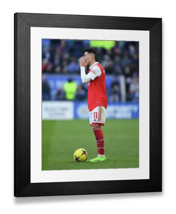 Framed Print : Gabriel Martinelli's Thrilling Moments: Leicester City vs Arsenal, Premier League 2022-23 Framed Print : Gabriel Martinelli's Thrilling Moments: Leicester City vs Arsenal, Premier League 2022-23