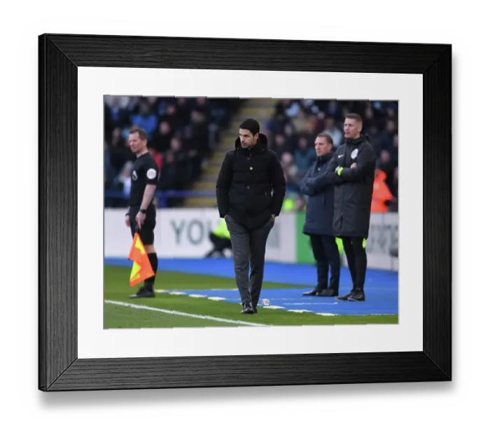 Framed Print : Mikel Arteta Goes Head-to-Head: Arsenal vs Leicester City - Premier League Showdown