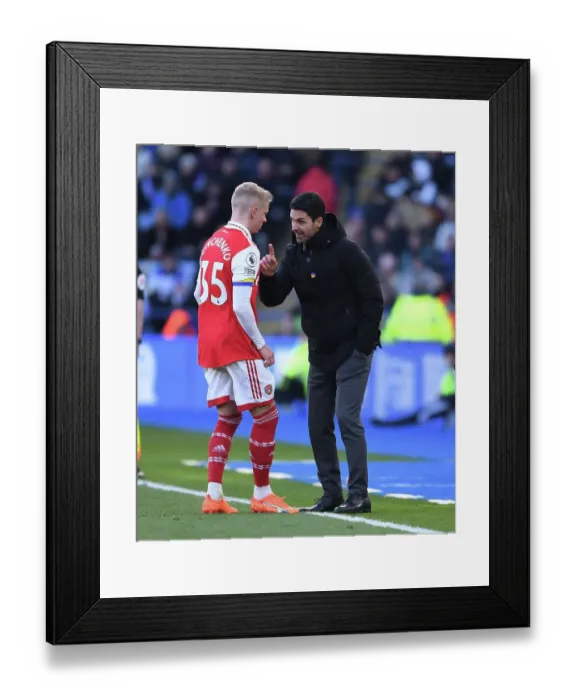 Framed Print : Arsenal Manager Mikel Arteta Conferencing with Oleksandr Zinchenko during Leicester City vs Arsenal Premier League Match, 2022-23 Framed Print : Arsenal Manager Mikel Arteta Conferencing with Oleksandr Zinchenko during Leicester City vs Arsenal Premier League Match, 2022-23