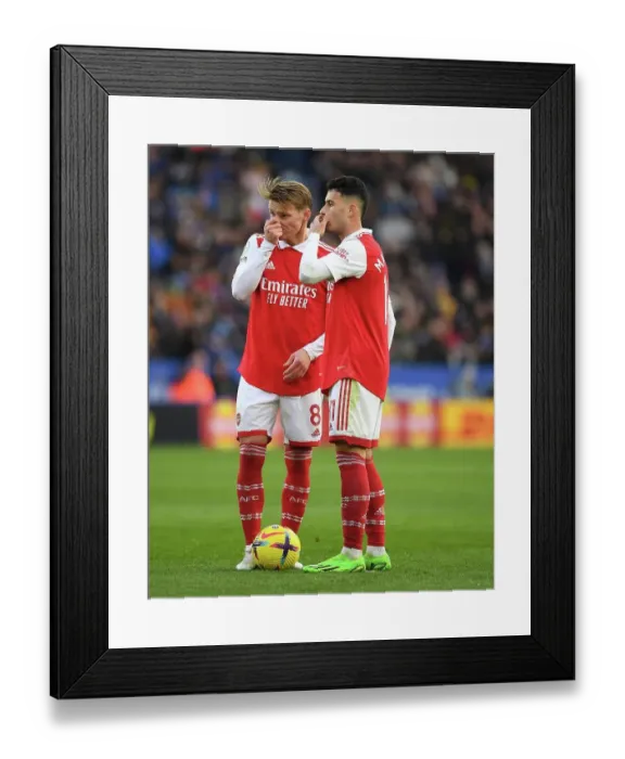 Framed Print : Arsenal's Martin Odegaard and Gabriel Martinelli in Action against Leicester City - Premier League 2022-23 Framed Print : Arsenal's Martin Odegaard and Gabriel Martinelli in Action against Leicester City - Premier League 2022-23