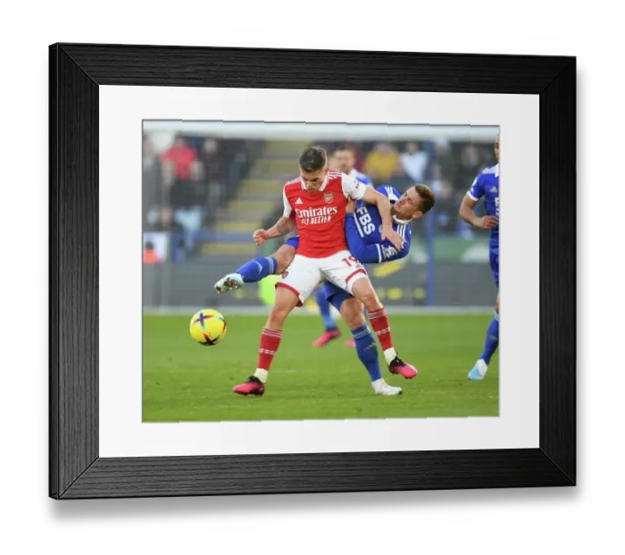 Framed Print : Intense Rivalry: Trossard vs. Praet Battle - Leicester City vs. Arsenal FC Premier League Clash Framed Print : Intense Rivalry: Trossard vs. Praet Battle - Leicester City vs. Arsenal FC Premier League Clash