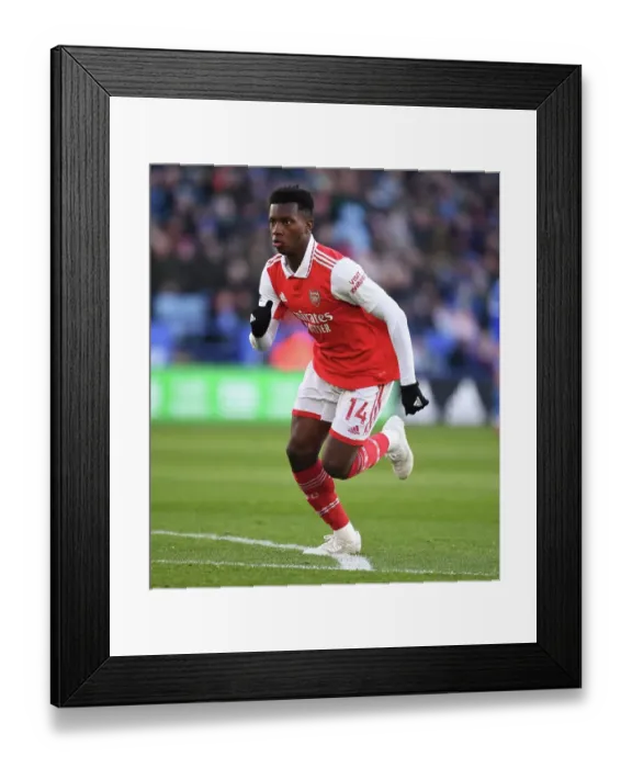 Framed Print : Arsenal's Eddie Nketiah Goes Head-to-Head with Leicester City in Premier League Showdown