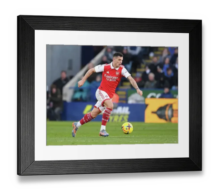 Framed Print : Granit Xhaka: Arsenal's Brilliant Midfield Performance Against Leicester City