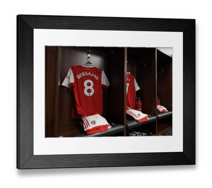 Framed Print : Arsenal: Martin Odegaard's Shirt in Arsenal Changing Room Before Leicester Match (Premier League 2022-23) Framed Print : Arsenal: Martin Odegaard's Shirt in Arsenal Changing Room Before Leicester Match (Premier League 2022-23)