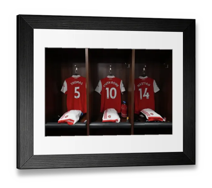 Framed Print : Arsenal FC: A Peek into the Pre-Match Routine - Leicester City vs Arsenal, 2022-23: Arsenal Dressing Room Framed Print : Arsenal FC: A Peek into the Pre-Match Routine - Leicester City vs Arsenal, 2022-23: Arsenal Dressing Room