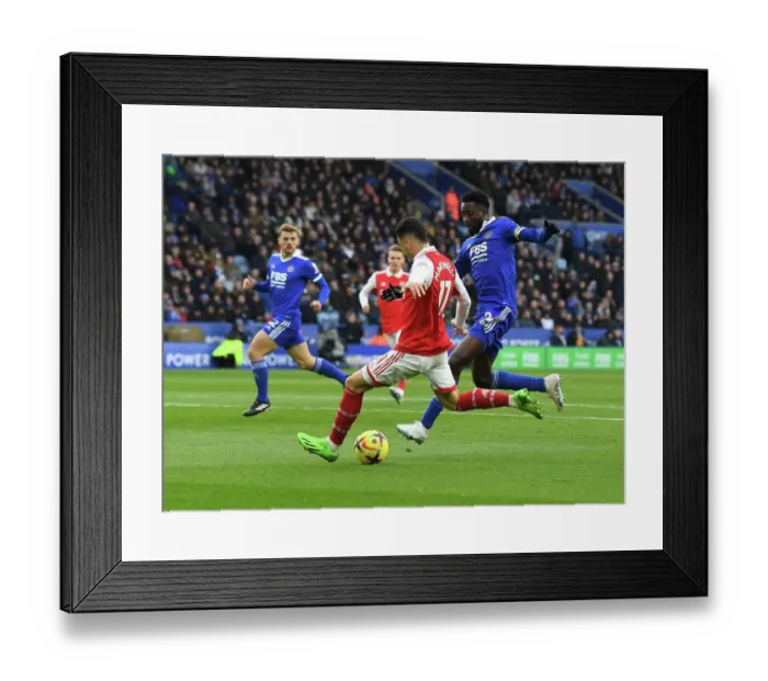 Framed Print : Martinelli's Dramatic Last-Minute Winner: Leicester City vs. Arsenal, Premier League 2022-23
