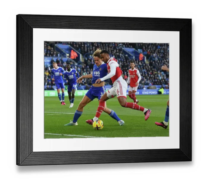 Framed Print : Gabriel vs Faes: Clash of the Titans - Leicester City vs Arsenal FC, Premier League 2022-23