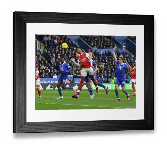 Framed Print : Gabriel in Action: Arsenal vs. Leicester City, Premier League 2022-23 Framed Print : Gabriel in Action: Arsenal vs. Leicester City, Premier League 2022-23