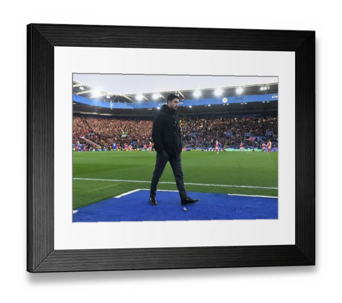 Framed Print : Mikel Arteta Goes Head-to-Head: Arsenal vs Leicester City - Premier League Showdown