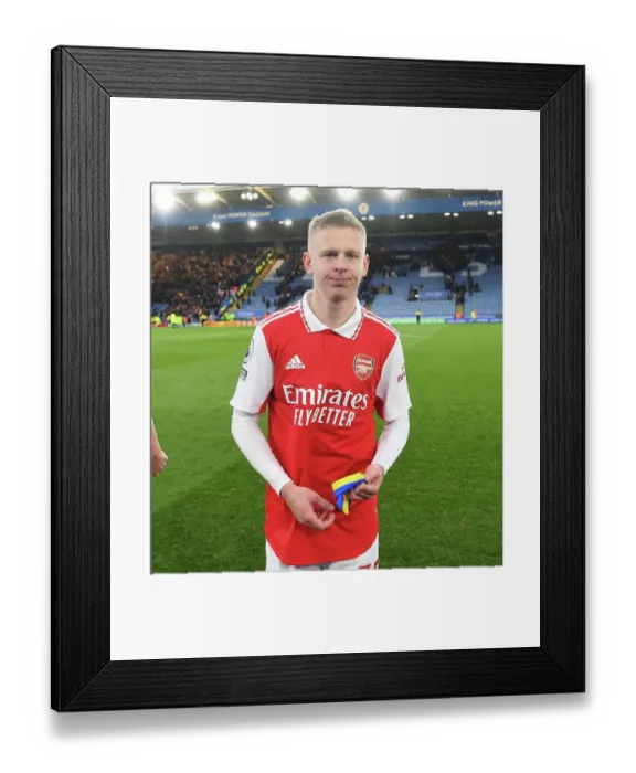Framed Print : Zinchenko's Reaction: Arsenal Star Displays Emotions After Leicester Match, 2022-23