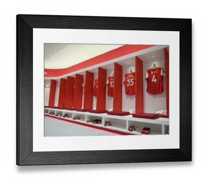 Framed Print : Arsenal FC: Tranquility Before the Premier League Battle - Arsenal Changing Room Framed Print : Arsenal FC: Tranquility Before the Premier League Battle - Arsenal Changing Room