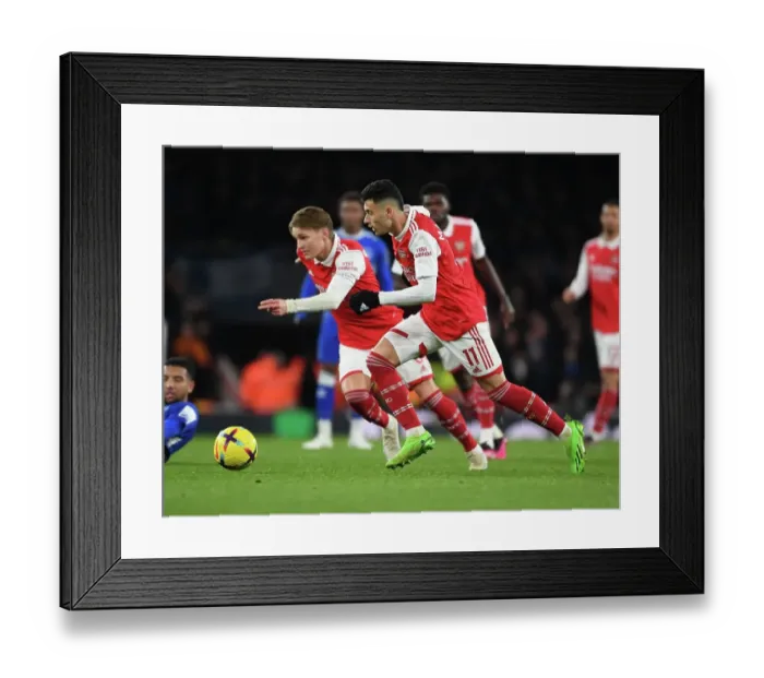 Framed Print : Arsenal's Martin Odegaard and Gabriel Martinelli in Action: A Premier League Battle at Emirates Stadium, 2022-23