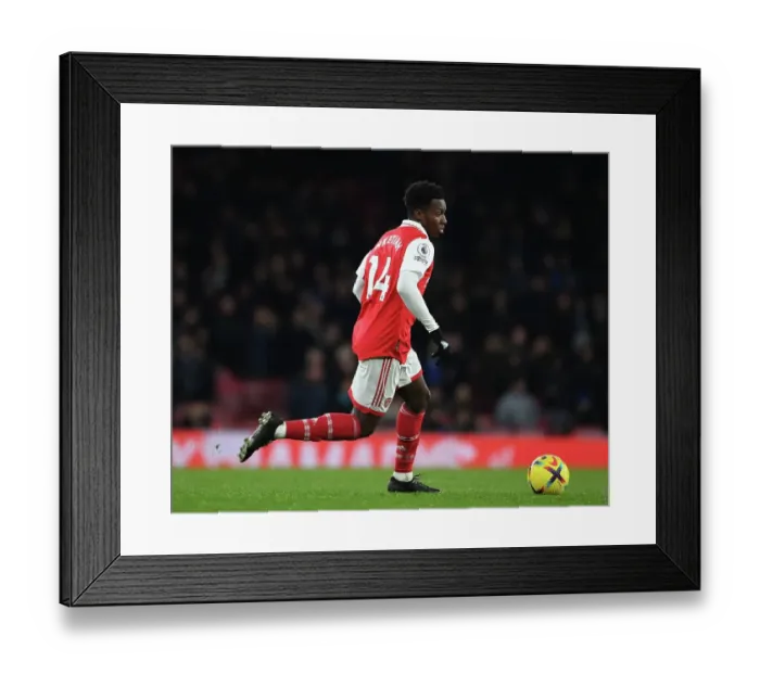 Framed Print : Arsenal's Eddie Nketiah Faces Off Against Everton in Premier League Showdown