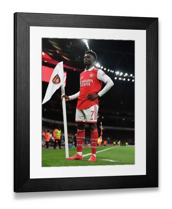 Framed Print : Saka Scores First: Arsenal's Victory over Everton in the Premier League