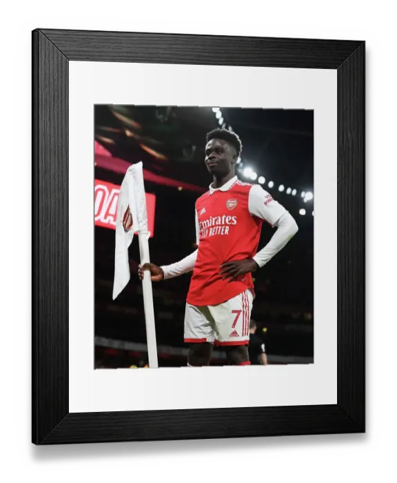 Framed Print : Saka Scores First: Arsenal's Victory Over Everton in the Premier League