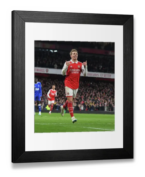Framed Print : Martin Odegaard's Thrilling Third: Arsenal's Triumph Over Everton in the 2022-23 Premier League - The Moment that Secured the Victory Framed Print : Martin Odegaard's Thrilling Third: Arsenal's Triumph Over Everton in the 2022-23 Premier League - The Moment that Secured the Victory