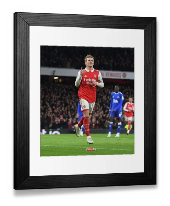 Framed Print : Martin Odegaard's Stunner: Arsenal's Triumphant 3-1 Victory over Everton in the 2022-23 Premier League