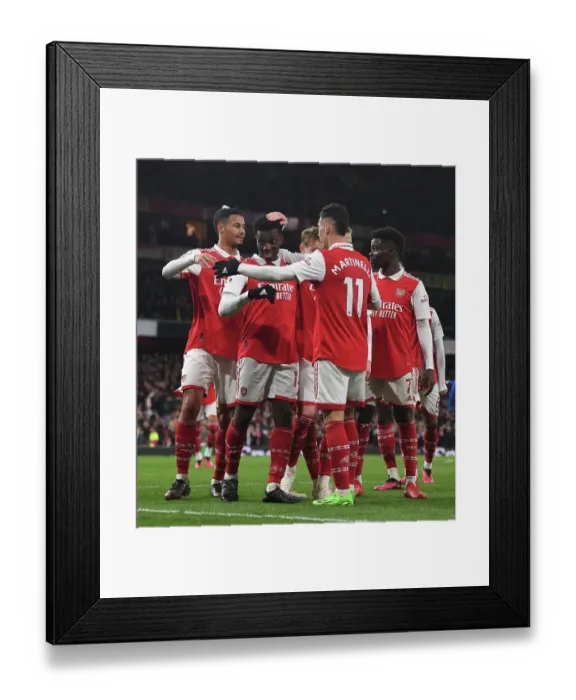 Framed Print : Arsenal's Martinelli Scores Fourth Goal in Thrilling 4-2 Win Over Everton