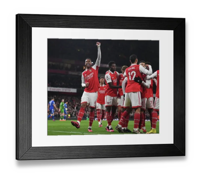 Framed Print : Gabriel Scores His Fourth Goal: Arsenal's Victory Against Everton in the Premier League at Emirates Stadium