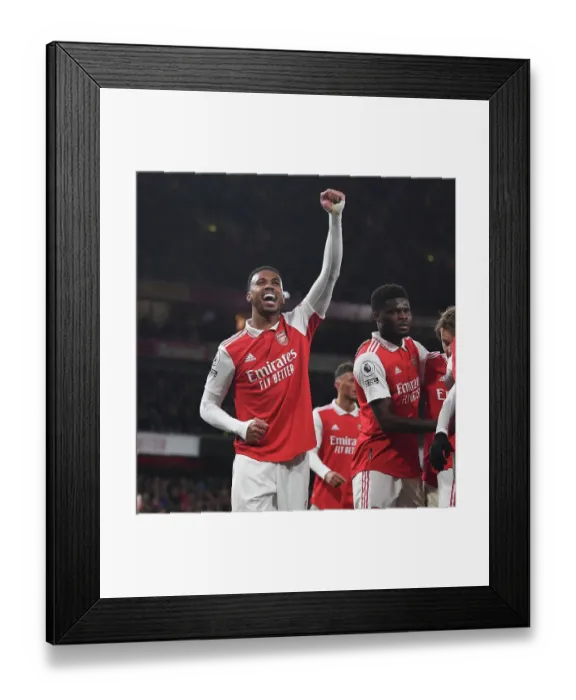 Framed Print : Arsenal's Gabriel Scores Fourth Goal Against Everton in Premier League Thriller