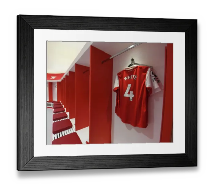 Framed Print : Arsenal FC: Ben White's Shirt in Arsenal Changing Room Before Arsenal v Everton Match, Premier League 2022-23 Framed Print : Arsenal FC: Ben White's Shirt in Arsenal Changing Room Before Arsenal v Everton Match, Premier League 2022-23
