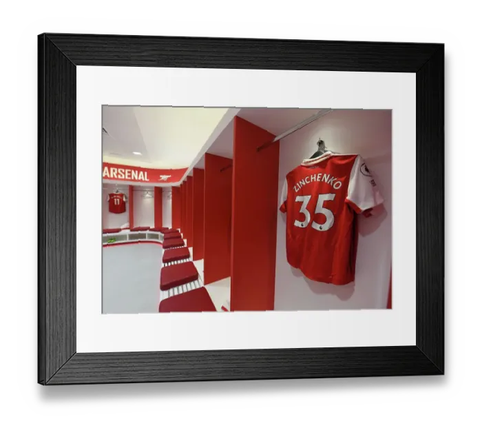 Framed Print : Arsenal FC: Oleksandr Zinchenko's Shirt in the Changing Room before Arsenal v Everton, Premier League 2022-23 Framed Print : Arsenal FC: Oleksandr Zinchenko's Shirt in the Changing Room before Arsenal v Everton, Premier League 2022-23
